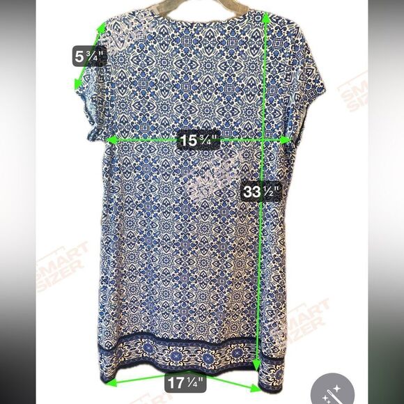 Lands’ End Sz M 10/12 Casual
Summer Blue White Pattern Shift Dress - Picture 6 of 6